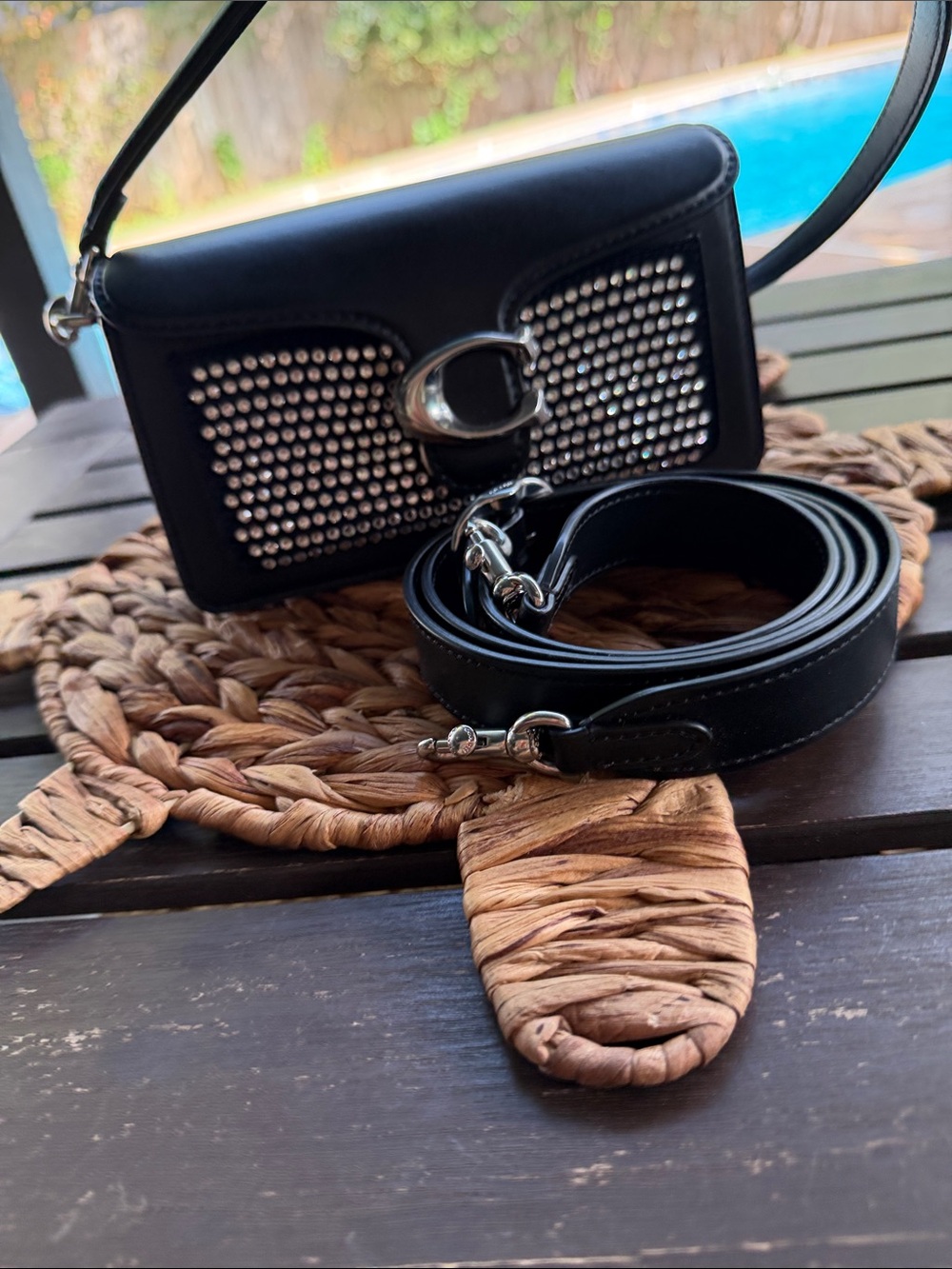 Coach Black Tabby Shoulder bag 20 w/ Crystal-Embellished Crossbody Bag NWOT